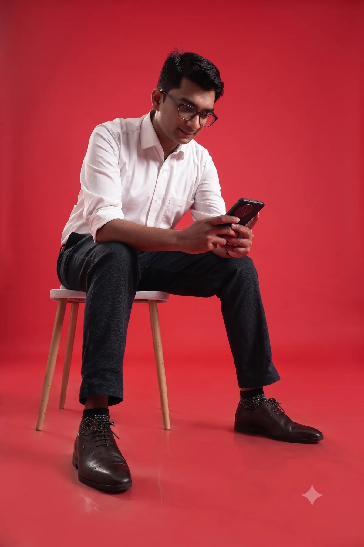 Dr Kunal Patankar reviewing messages on his phone